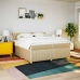 Cama box spring con colchón tela color crema 200x200 cm
