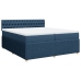 Cama box spring con colchón tela azul 200x200 cm