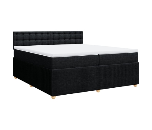 Cama box spring con colchón tela negro 200x200 cm