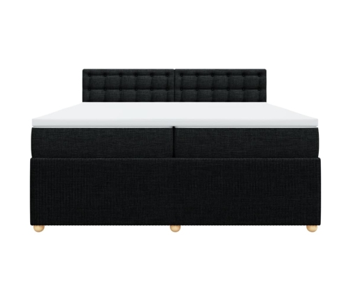 Cama box spring con colchón tela negro 200x200 cm