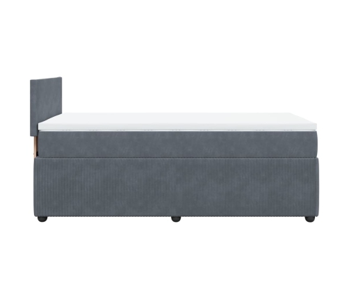 Cama box spring con colchón terciopelo gris oscuro 80x200 cm