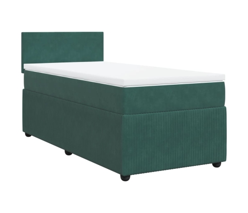 Cama box spring con colchón terciopelo verde oscuro 80x200 cm