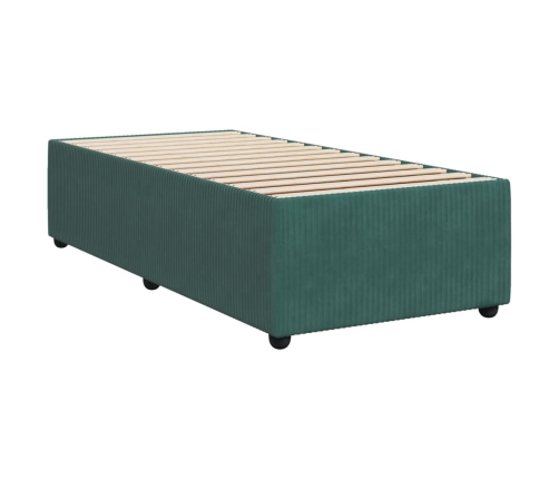 Cama box spring con colchón terciopelo verde oscuro 80x200 cm