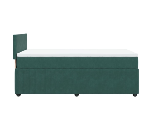 Cama box spring con colchón terciopelo verde oscuro 80x200 cm