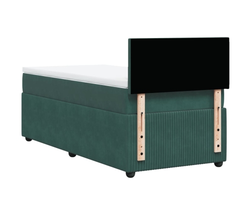 Cama box spring con colchón terciopelo verde oscuro 80x200 cm