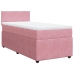 Cama box spring con colchón terciopelo rosa 80x200 cm