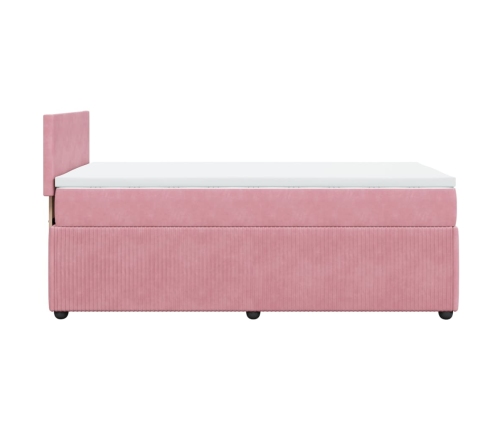 Cama box spring con colchón terciopelo rosa 80x200 cm