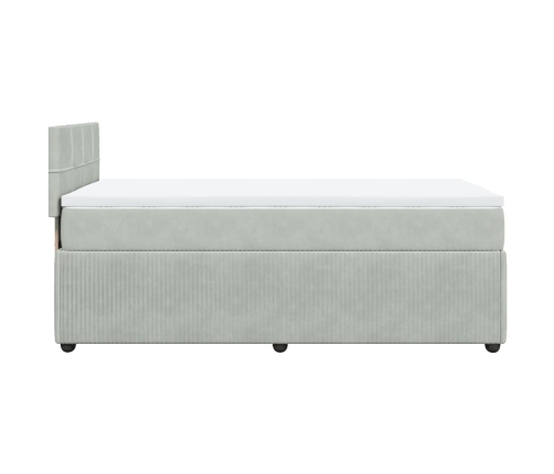 Cama box spring con colchón terciopelo gris claro 80x200 cm