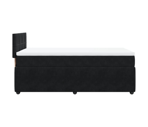 Cama box spring con colchón terciopelo negro 80x200 cm