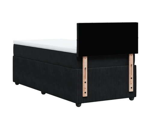 Cama box spring con colchón terciopelo negro 80x200 cm