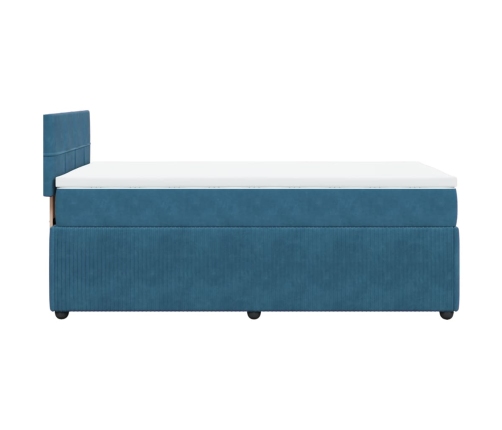 Cama box spring con colchón terciopelo azul oscuro 80x200 cm