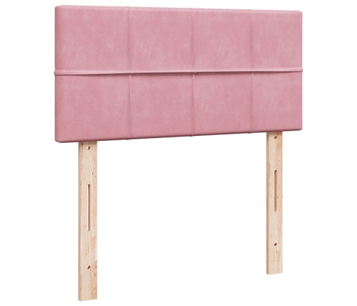 Cama box spring con colchón terciopelo rosa 80x200 cm