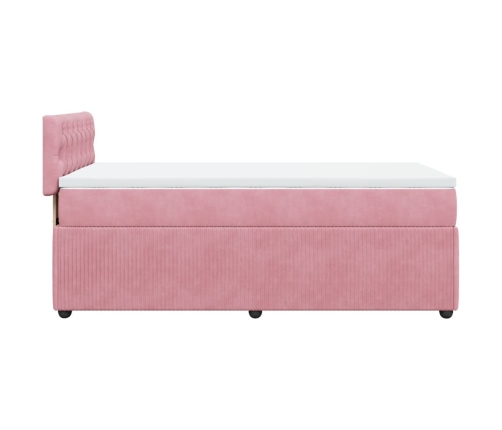 Cama box spring con colchón terciopelo rosa 80x200 cm