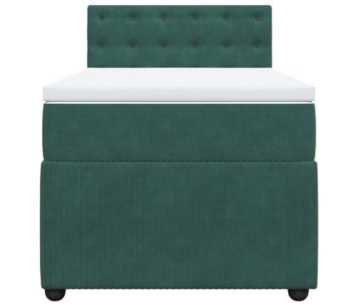 Cama box spring con colchón terciopelo verde oscuro 80x200 cm