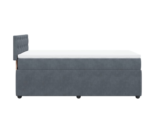 Cama box spring con colchón terciopelo gris oscuro 90x190 cm