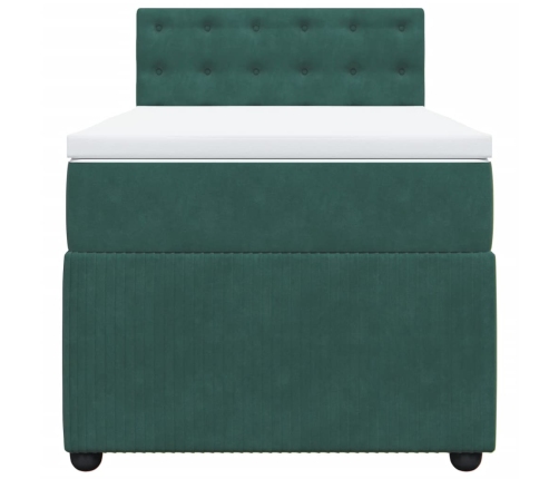 Cama box spring con colchón terciopelo verde oscuro 90x190 cm