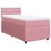 Cama box spring con colchón terciopelo rosa 90x190 cm