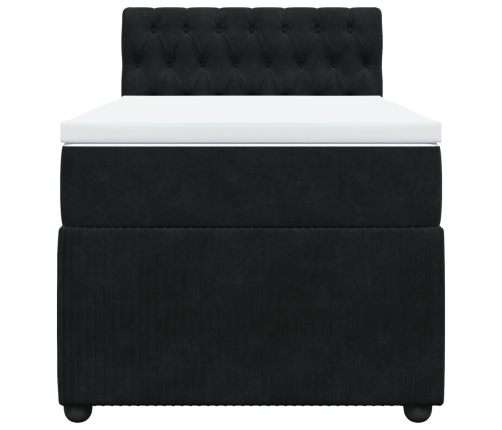 Cama box spring con colchón cuero sintético negro 90x190 cm