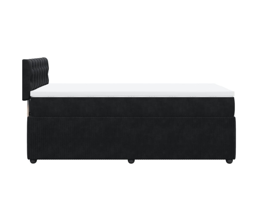 Cama box spring con colchón cuero sintético negro 90x190 cm