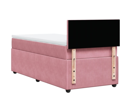 Cama box spring con colchón terciopelo rosa 90x200 cm