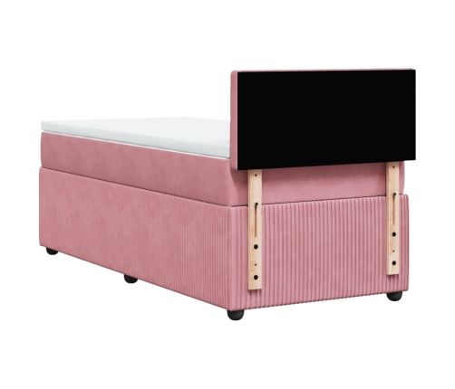 Cama box spring con colchón terciopelo rosa 90x200 cm