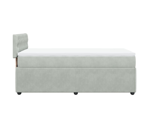 Cama box spring con colchón terciopelo gris claro 90x190 cm