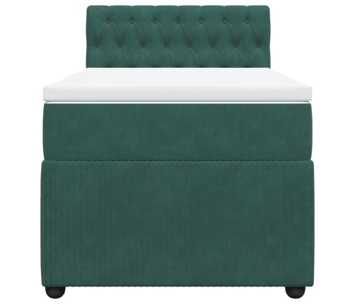 Cama box spring con colchón terciopelo verde oscuro 90x200 cm