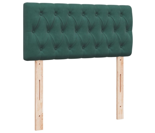 Cama box spring con colchón terciopelo verde oscuro 90x200 cm