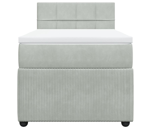 Cama box spring con colchón terciopelo gris claro 90x190 cm