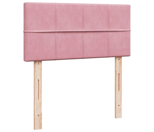 Cama box spring con colchón terciopelo rosa 90x200 cm