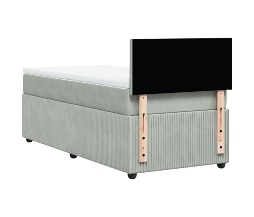 Cama box spring con colchón terciopelo gris claro 100x200 cm