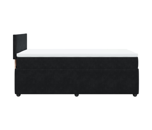 Cama box spring con colchón terciopelo negro 100x200 cm