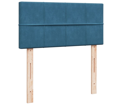 Cama box spring con colchón terciopelo azul 100x200 cm