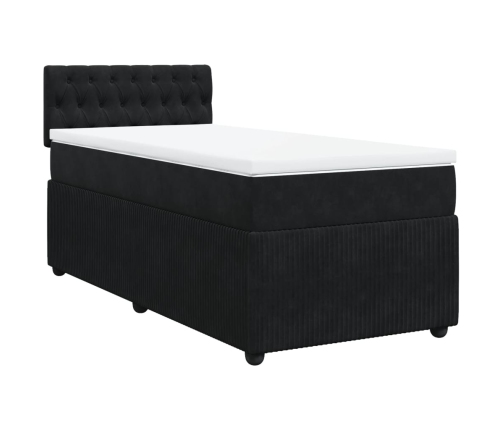 Cama box spring con colchón terciopelo negro 100x200 cm