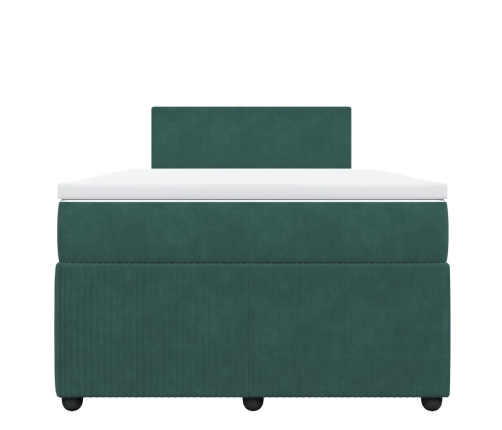 Cama box spring con colchón terciopelo verde oscuro 120x190 cm