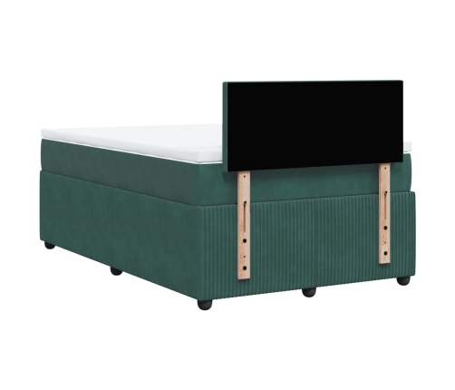 Cama box spring con colchón terciopelo verde oscuro 120x190 cm