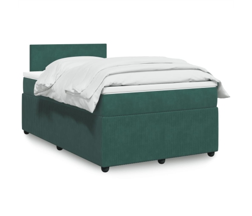 Cama box spring con colchón terciopelo verde oscuro 120x190 cm