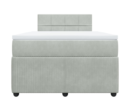 Cama box spring con colchón terciopelo gris claro 120x190 cm