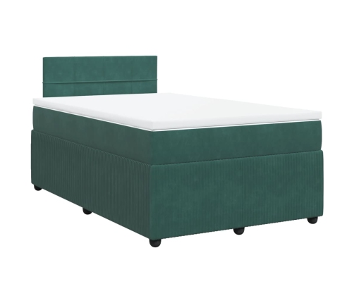 Cama box spring con colchón terciopelo verde oscuro 120x190 cm