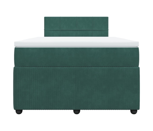 Cama box spring con colchón terciopelo verde oscuro 120x190 cm