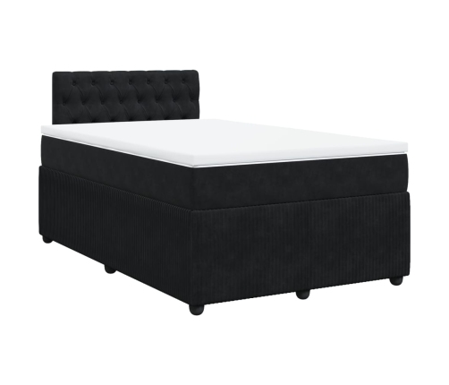 Cama box spring con colchón terciopelo negro 120x190 cm