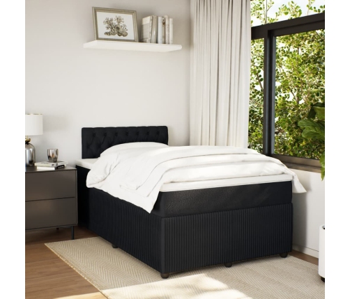 Cama box spring con colchón terciopelo negro 120x190 cm