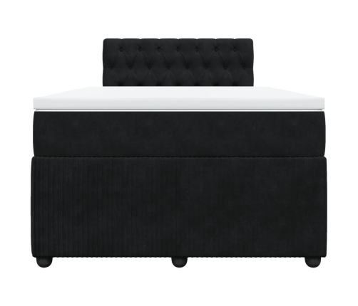 Cama box spring con colchón terciopelo negro 120x190 cm