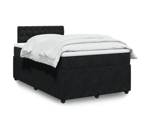 Cama box spring con colchón terciopelo negro 120x190 cm