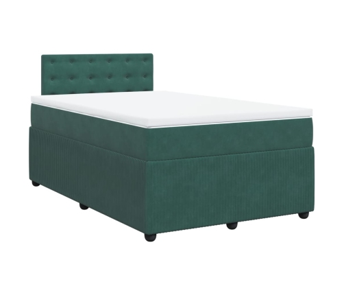 Cama box spring con colchón terciopelo verde oscuro 120x190 cm