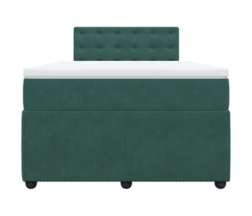 Cama box spring con colchón terciopelo verde oscuro 120x190 cm