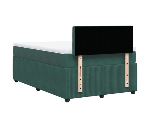 Cama box spring con colchón terciopelo verde oscuro 120x190 cm