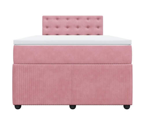 Cama box spring con colchón terciopelo rosa 120x190 cm