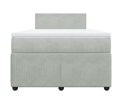 Cama box spring con colchón terciopelo gris claro 120x200 cm