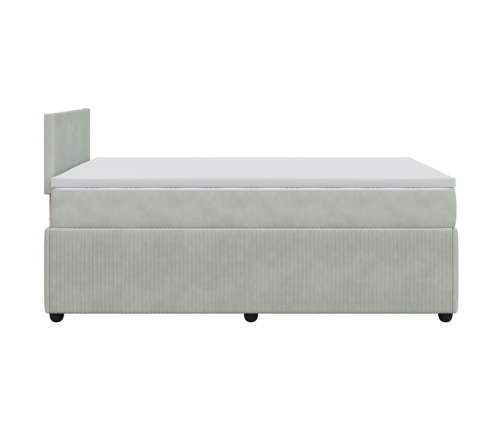 Cama box spring con colchón terciopelo gris claro 120x200 cm